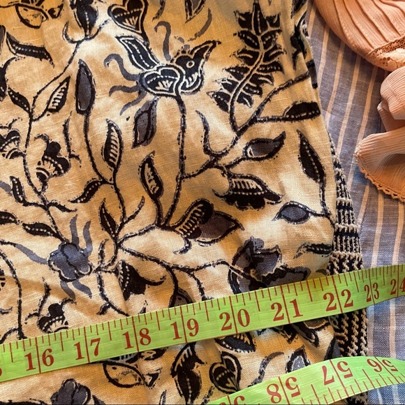 Rachel Zoe Button Back White & Blue Floral Linen Top - Picture 8 of 9